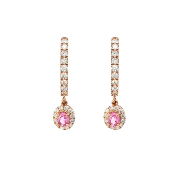 PENDIENTES ORO ROSA CON DIAMANTES