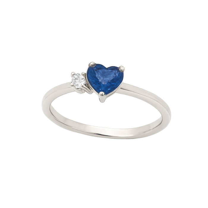 SORTIJA DE ORO BLANCO CON DIAMANTES Y ZAFIRO