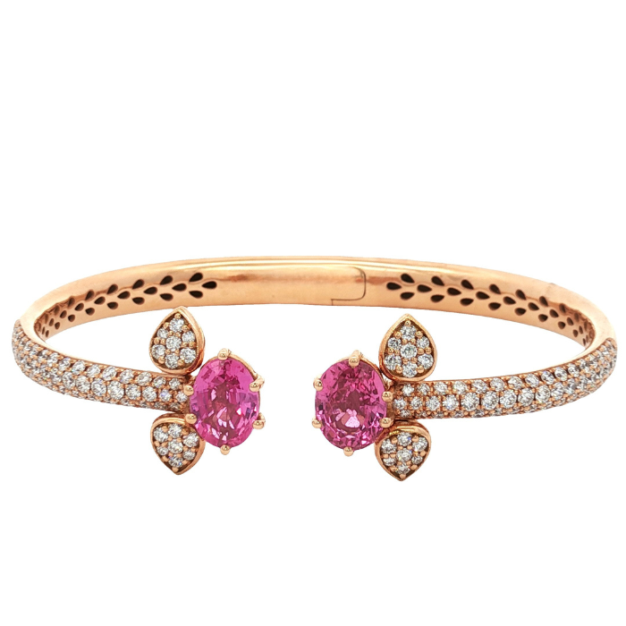 PULSERA DE ORO ROSA CON ZAFIRO ROSA Y DIAMANTES
