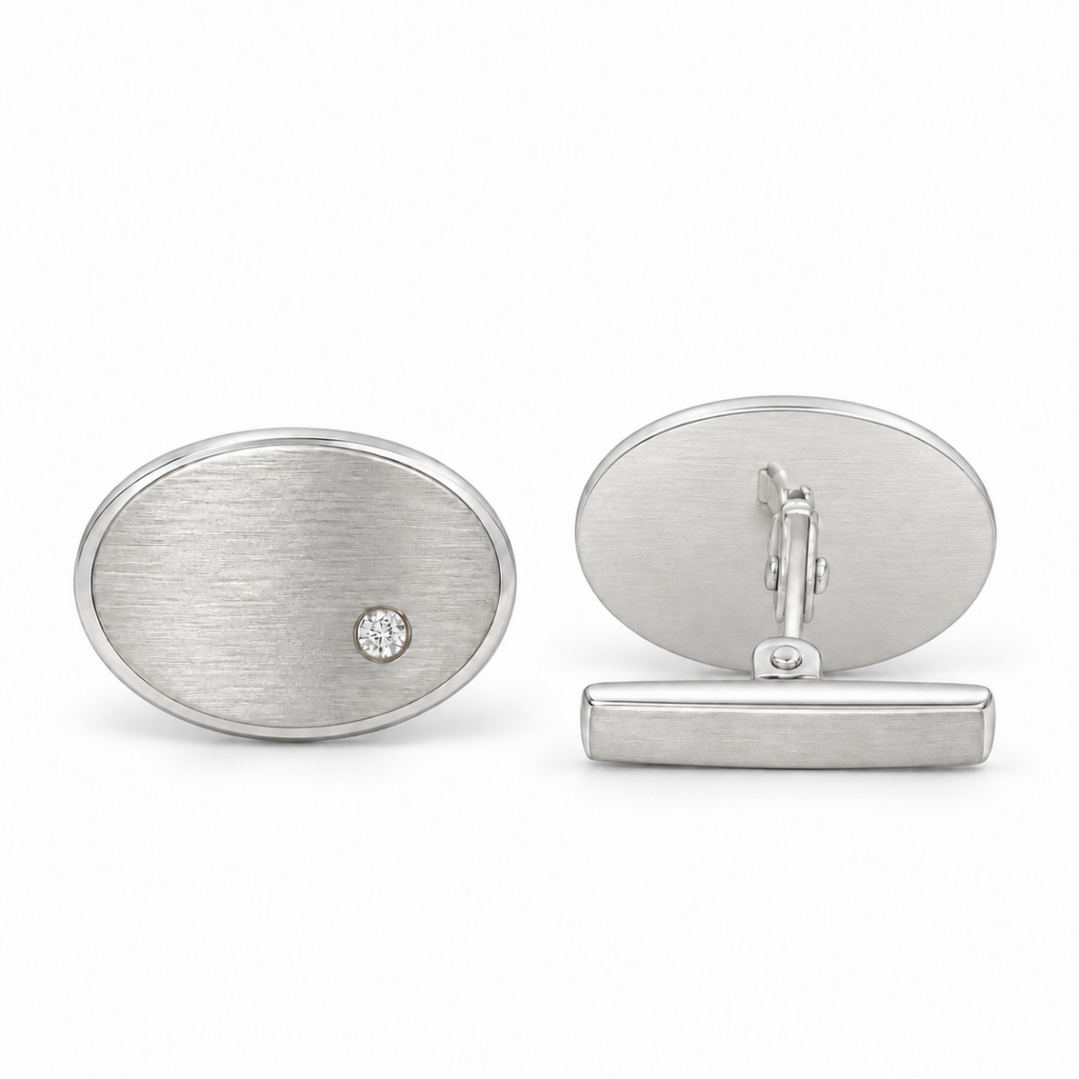 GEMELOS DE ORO BLANCO CON DIAMANTES