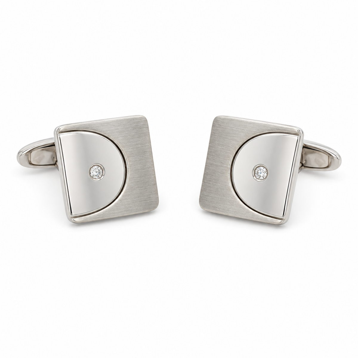 GEMELOS DE ORO BLANCO CON DIAMANTES