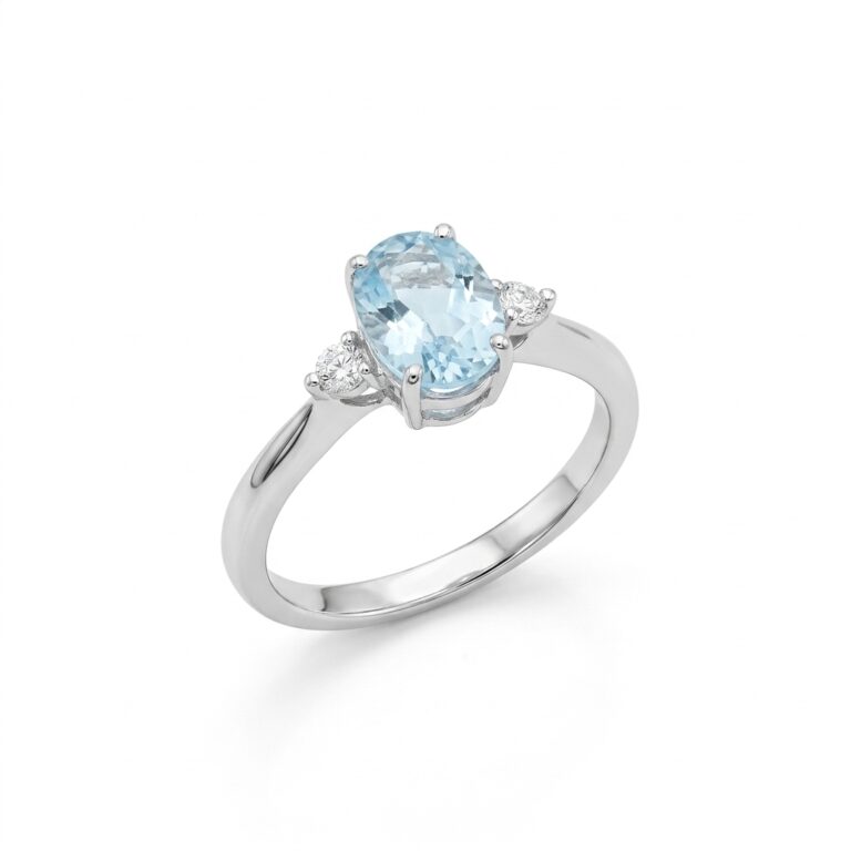 ANILLO EN ORO BLANCO CON TOPACIO Y DIAMANTES