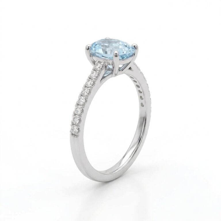 ANILLO EN ORO BLANCO CON TOPACIO Y DIAMANTES - Imagen 2