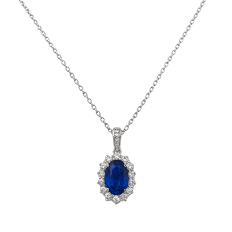 CADENA DE ORO BLANCO DIAMANTES Y ZAFIRO