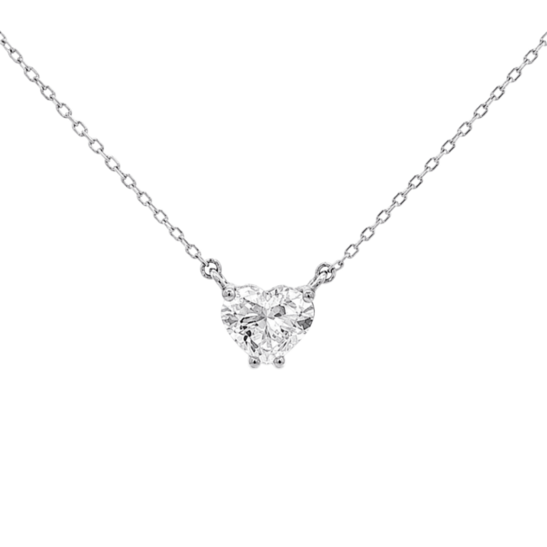 COLGANTE DE ORO BLANCO CON DIAMANTE TALLA CORAZÓN