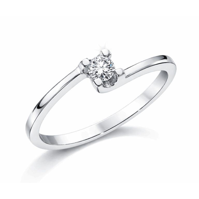 SOLITARIO DE ORO BLANCO CON DIAMANTE