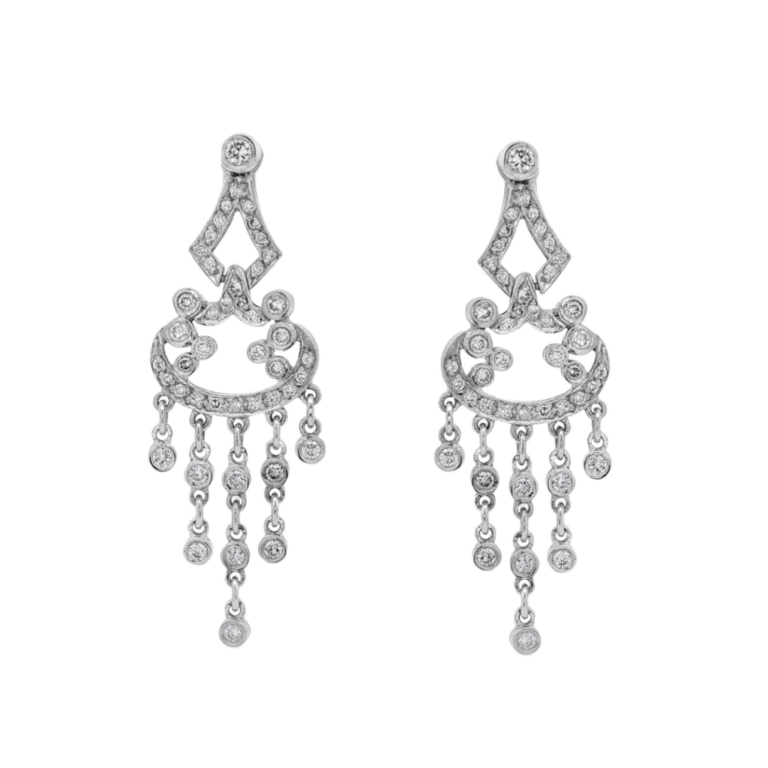 PENDIENTES LARGOS DE ORO BLANCO CON DIAMANTES