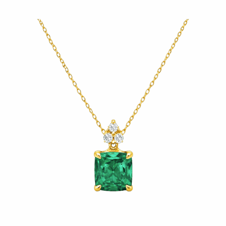 COLGANTE ORO AMARILLO CON ESMERALDA Y DIAMANTES