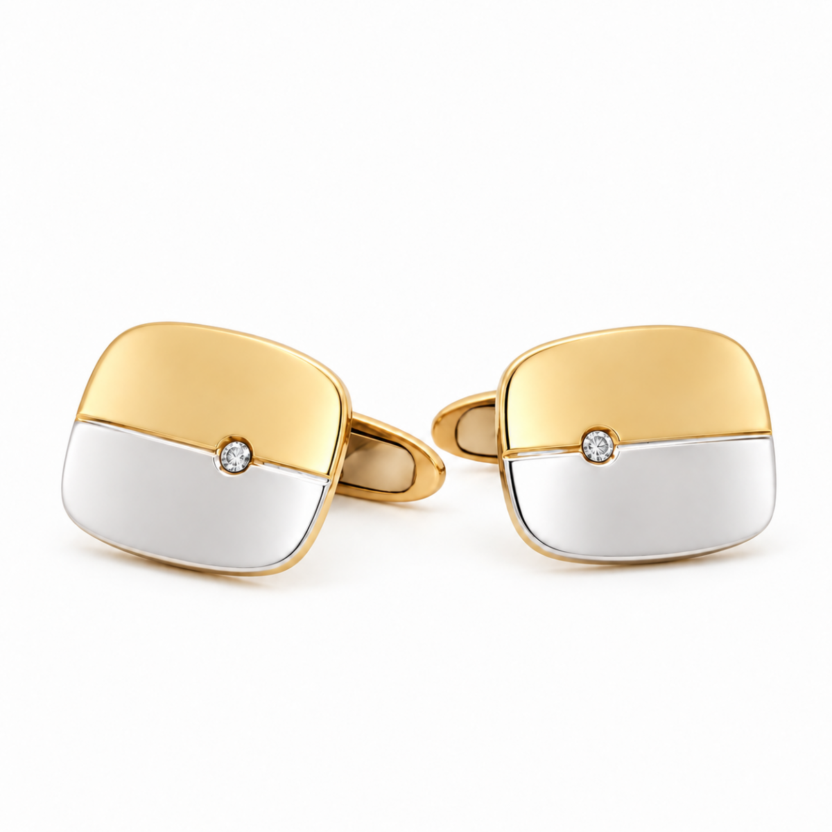 GEMELOS DE ORO BLANCO Y AMARILLO CON DIAMANTES