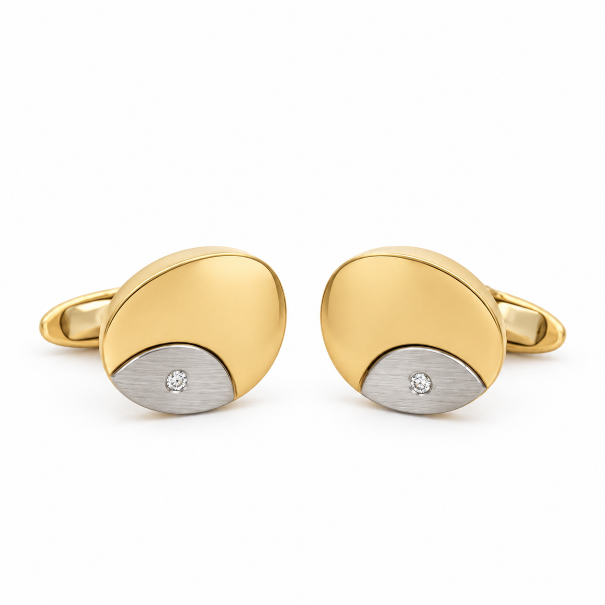 GEMELOS EN ORO BLANCO Y AMARILLO CON DIAMANTES