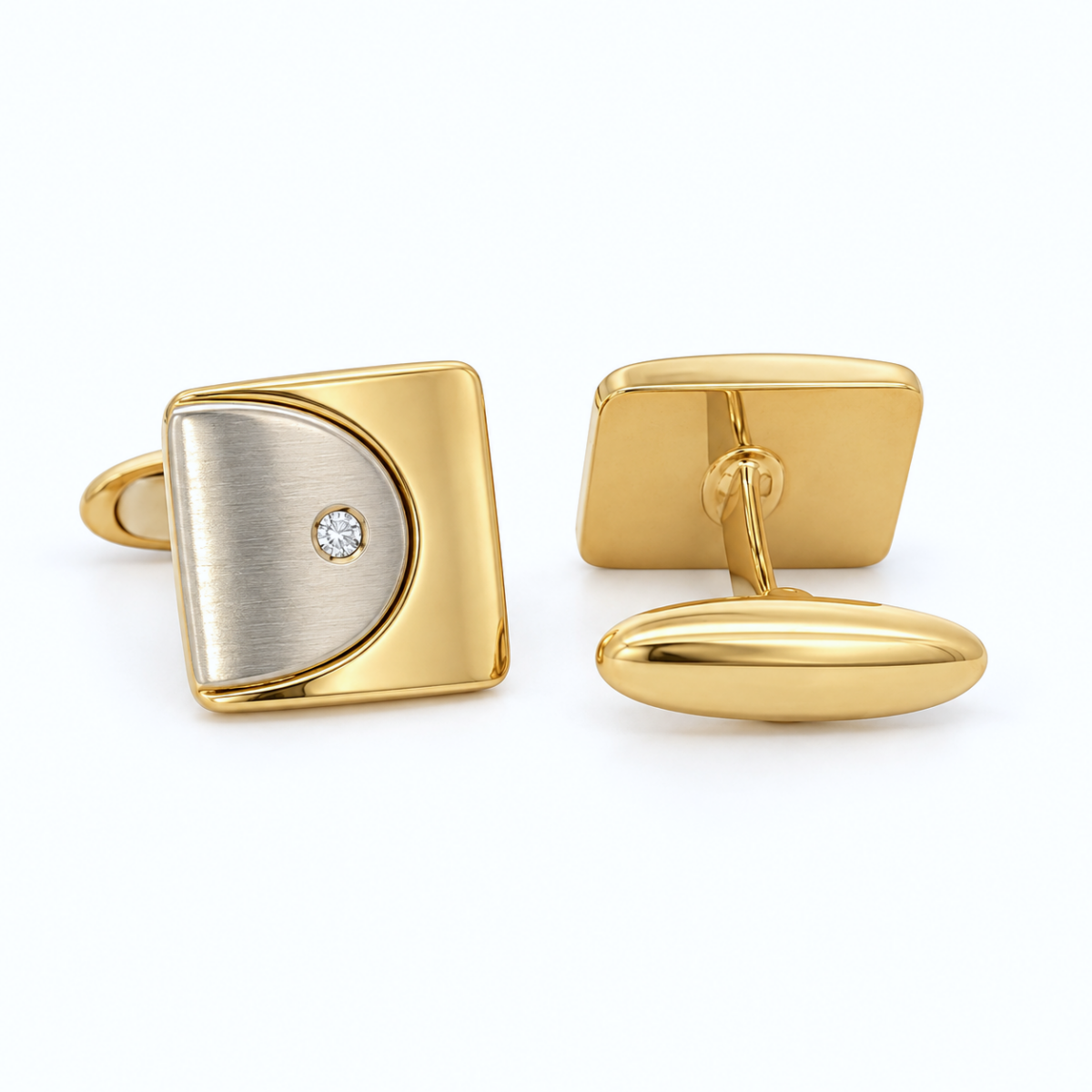 GEMELOS EN ORO BLANCO Y AMARILLO CON DIAMANTES