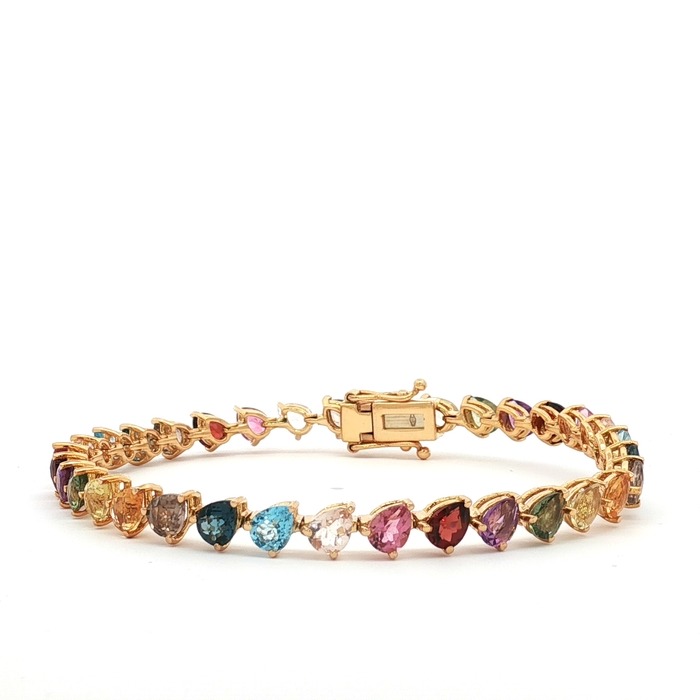 PULSERA DE ORO ROSA CON TOPACIOS Y GRANATES