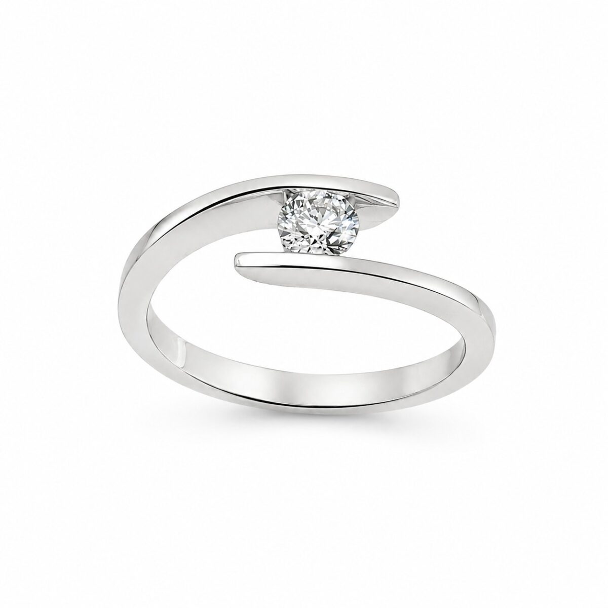 SOLITARIO ORO BLANCO CON DIAMANTE