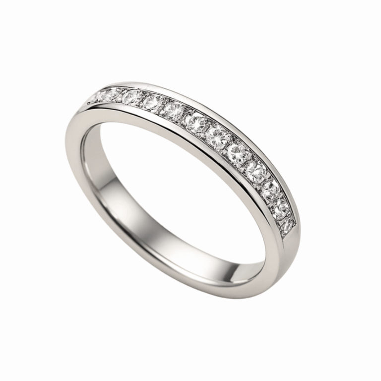 MEDIA ALIANZA DE ORO BLANCO CON DIAMANTES