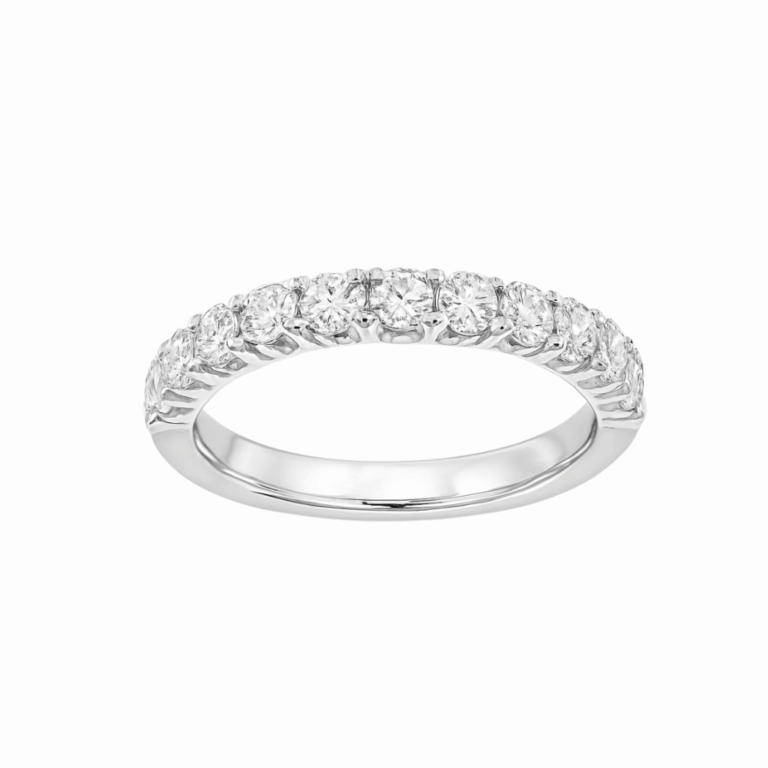 MEDIA ALIANZA DE ORO BLANCO CON DIAMANTES