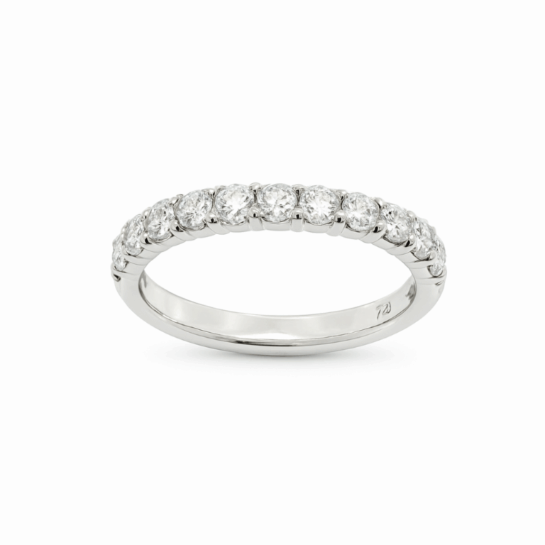 MEDIA ALIANZA DE ORO BLANCO CON DIAMANTES