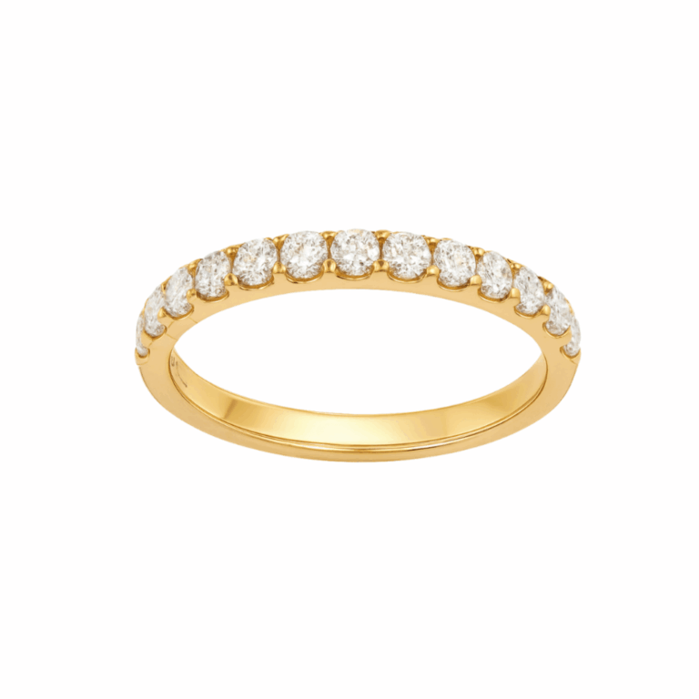 MEDIA ALIANZA DE ORO AMARILLO CON DIAMANTES