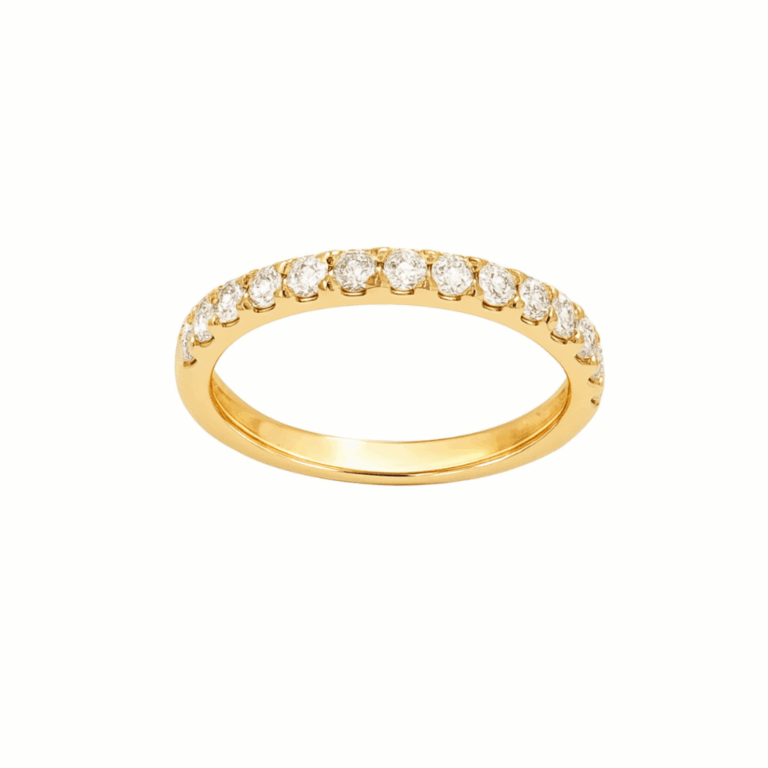 MEDIA ALIANZA DE ORO AMARILLO CON DIAMANTES