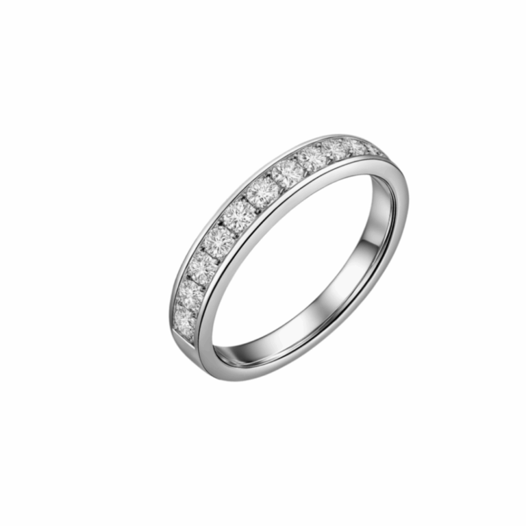 MEDIA ALIANZA DE ORO BLANCO CON DIAMANTES