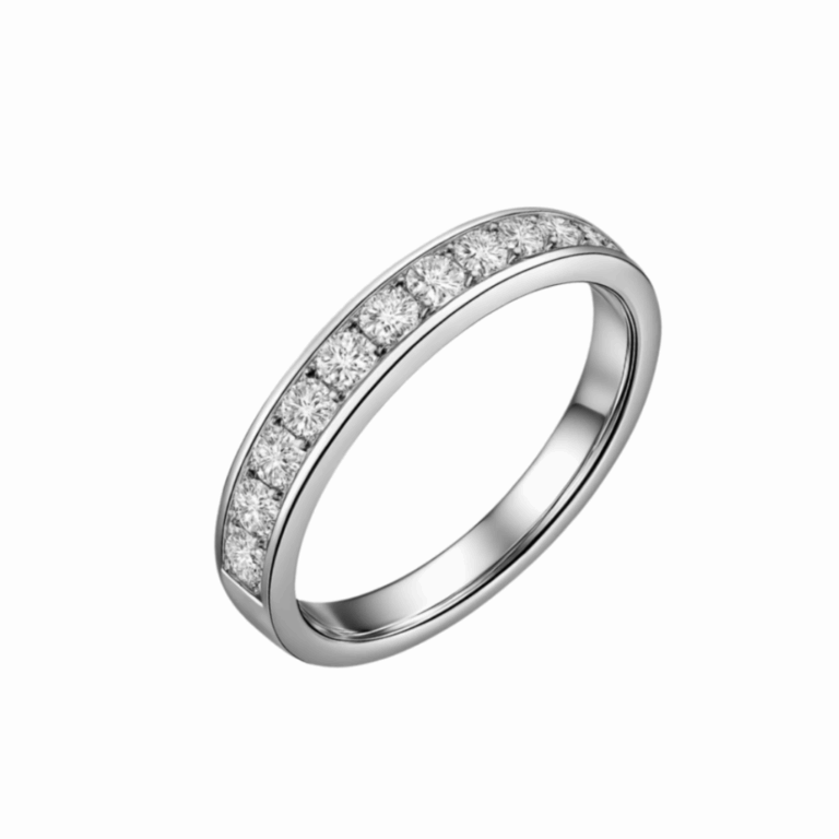 MEDIA ALIANZA DE ORO BLANCO CON DIAMANTES