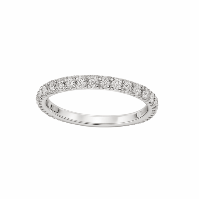 MEDIA ALIANZA DE ORO BLANCO CON DIAMANTES