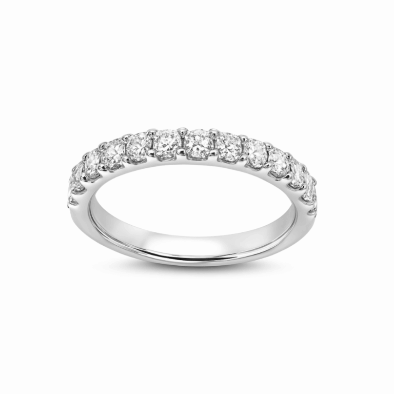 MEDIA ALIANZA DE ORO BLANCO CON DIAMANTES