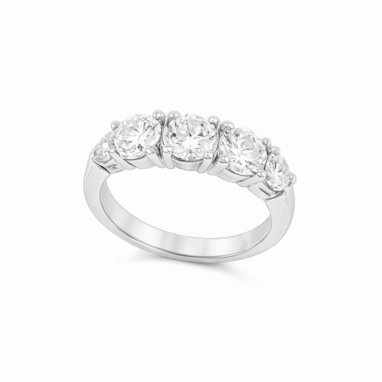 MEDIA ALIANZA DE ORO BLANCO CON DIAMANTES