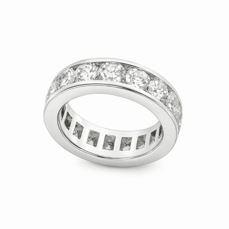 MEDIA ALIANZA DE ORO BLANCO CON DIAMANTES