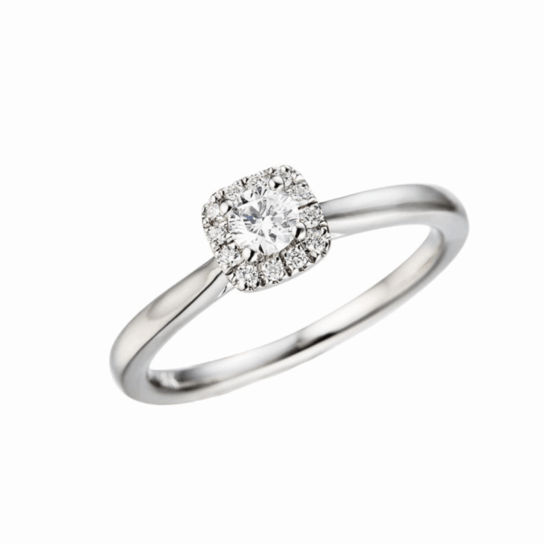 SOLITARIO DE ORO BLANCO CON DIAMANTES