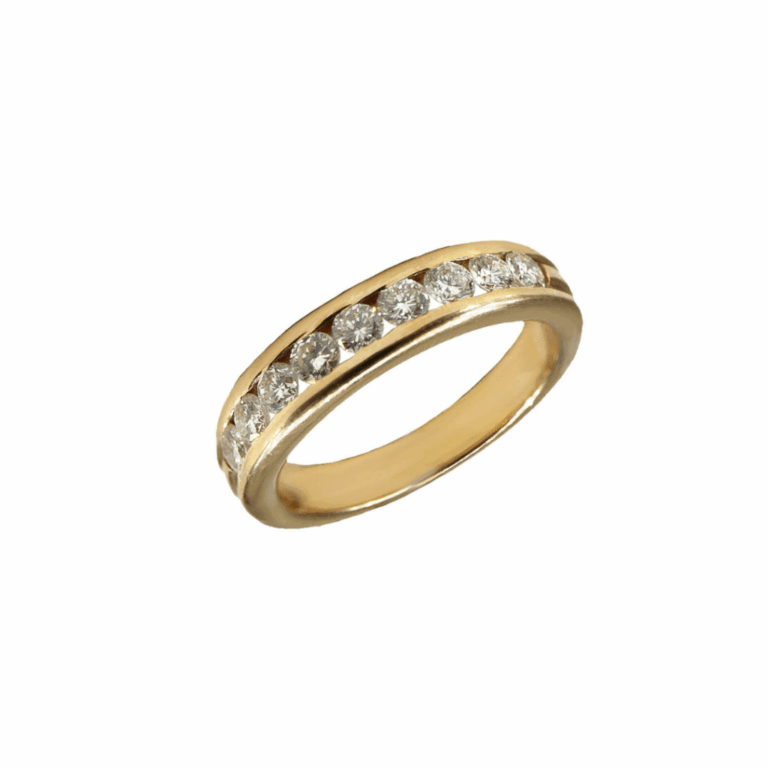 MEDIA ALIANZA DE ORO AMARILLO CON DIAMANTES