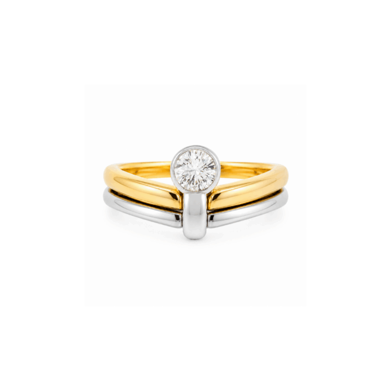ANILLO EN ORO ROSA Y BLANCO CON DIAMANTE