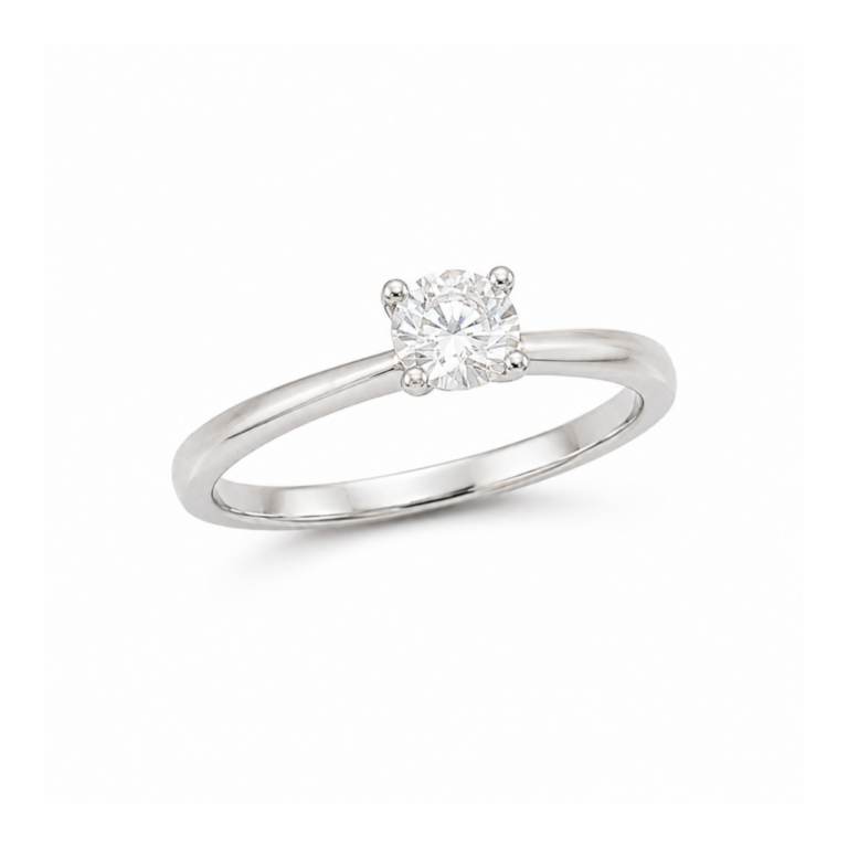 SOLITARIO DE ORO BLANCO CON DIAMANTE