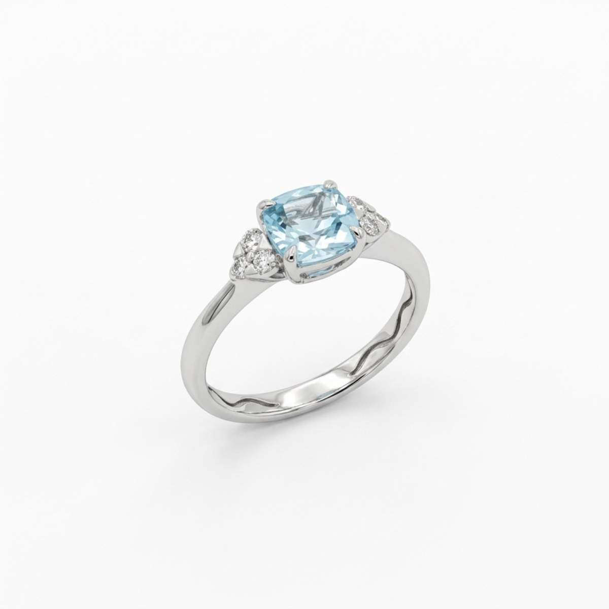 ANILLO EN ORO BLANCO CON TOPACIO Y DIAMANTES