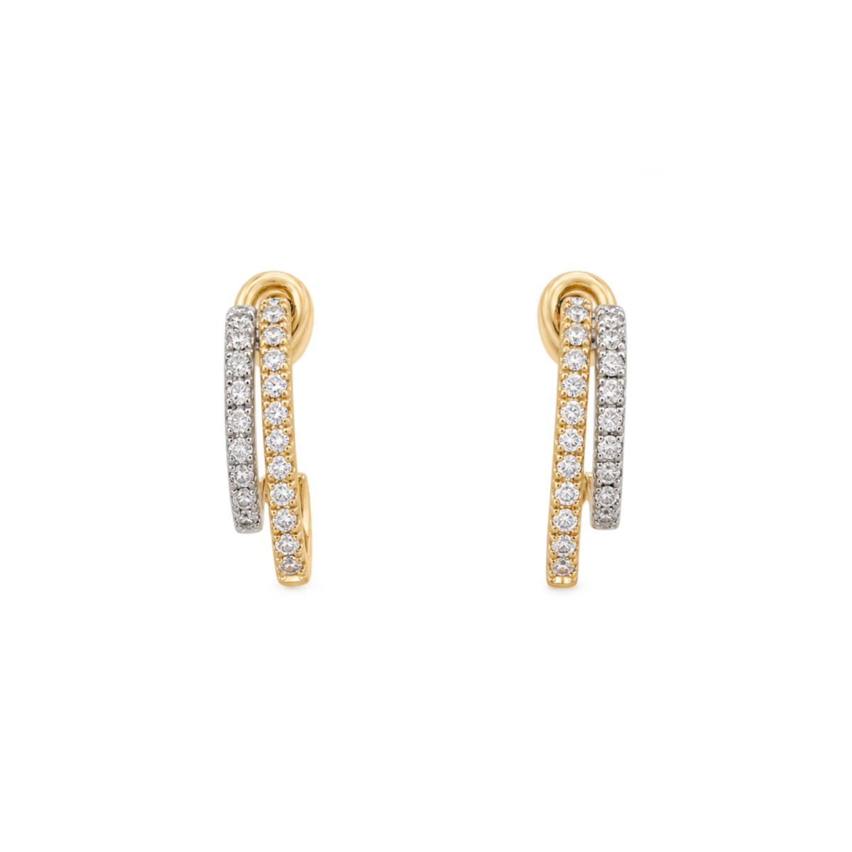 PENDIENTES EN ORO BLANCO Y AMARILLO CON DIAMANTES
