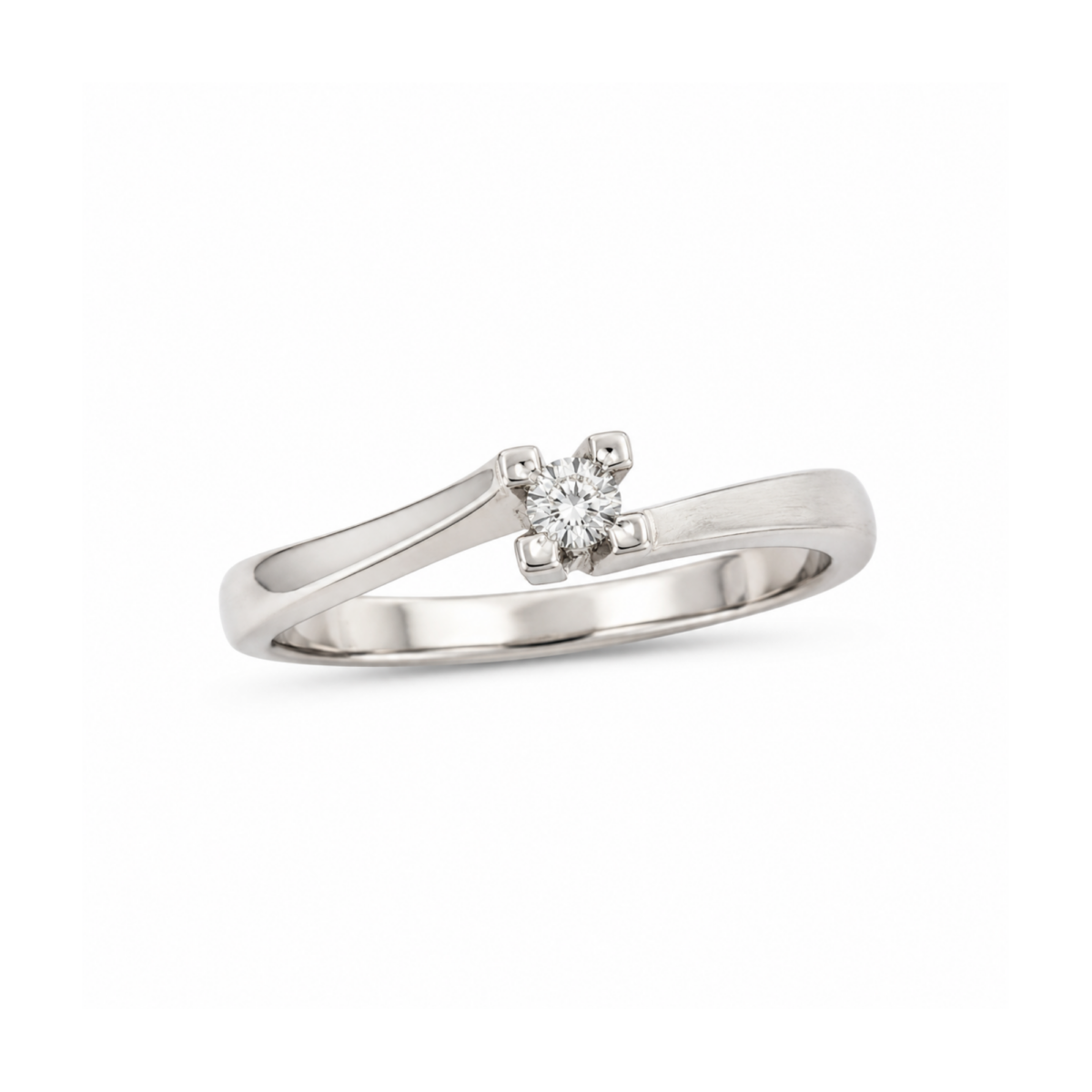 SOLITARIO DE ORO BLANCO CON DIAMANTE